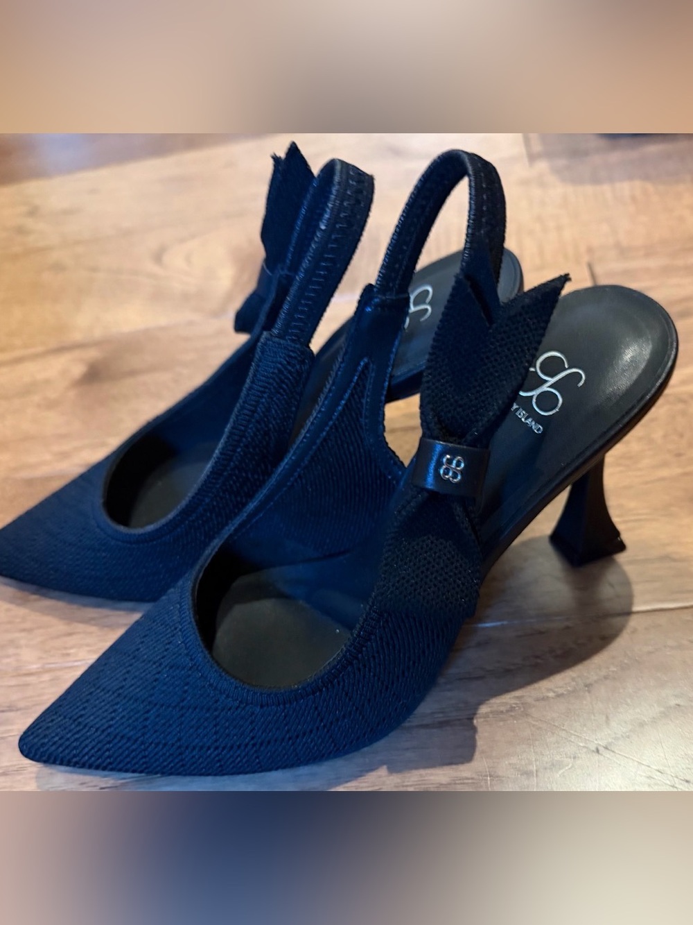 Cosy island Everlush BowKnit Pointed Slingback Heels New In Box